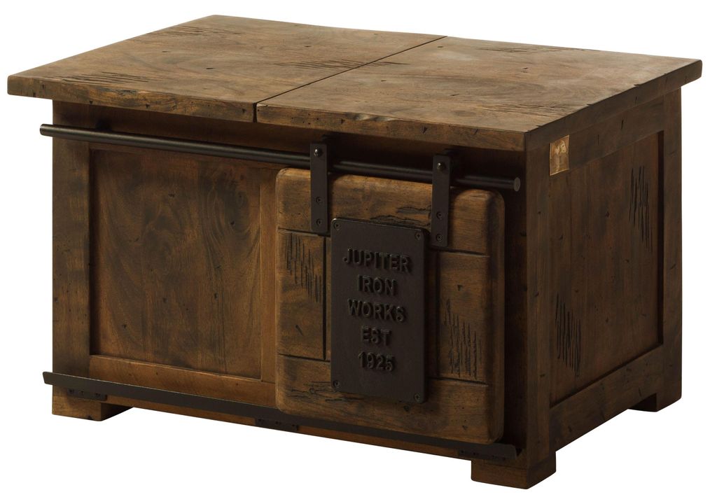 MASSIVMOEBEL24 Truhe Mango 76x51x46 braun lackiert RAILWAY Produktbild 