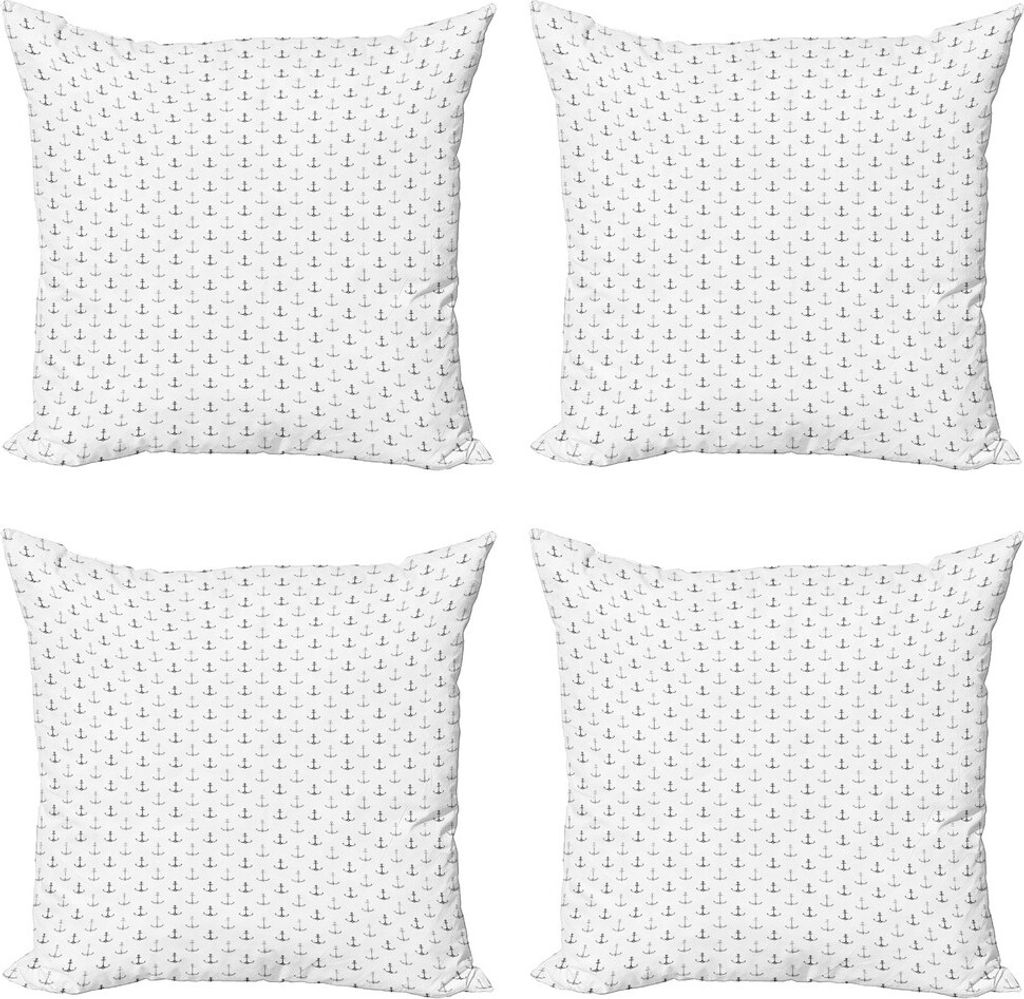 ABAKUHAUS Anker Kissenbezug Set (4 Stück), Hipster Little Hearts, Moderner Doppelseitiger Digitaldruck, 60 cm x 60 cm, Schwarz-Weiss