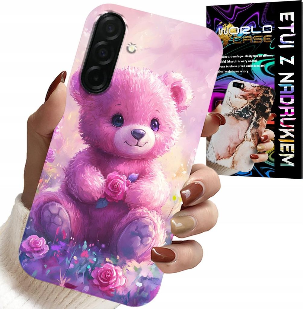 Gehäuse Für Samsung Galaxy A36 5G - Süsser Teddybär Auf Rosa Hintergrund, Gehäuse + Glas