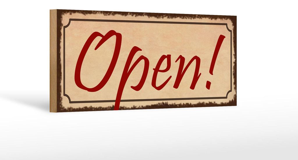 Holzschild Hinweis 27x10cm Open beige Schild