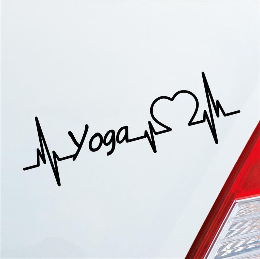 Auto Aufkleber Yoga Herzschlag Joga Hinduismus Indien Sport Liebe 19x6 cm Schwarz Glanz Sticker Heckscheibenaufkleber