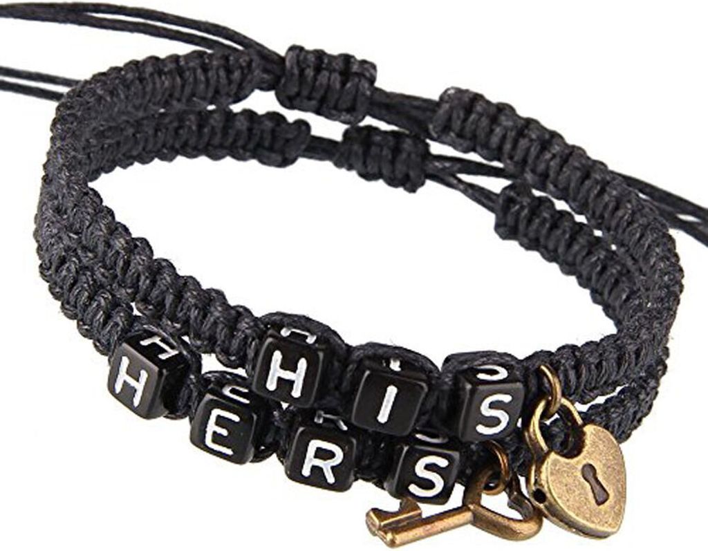 Partner Armband Set -Hers His- Anhänger Schwarz King Queen Produktbild 