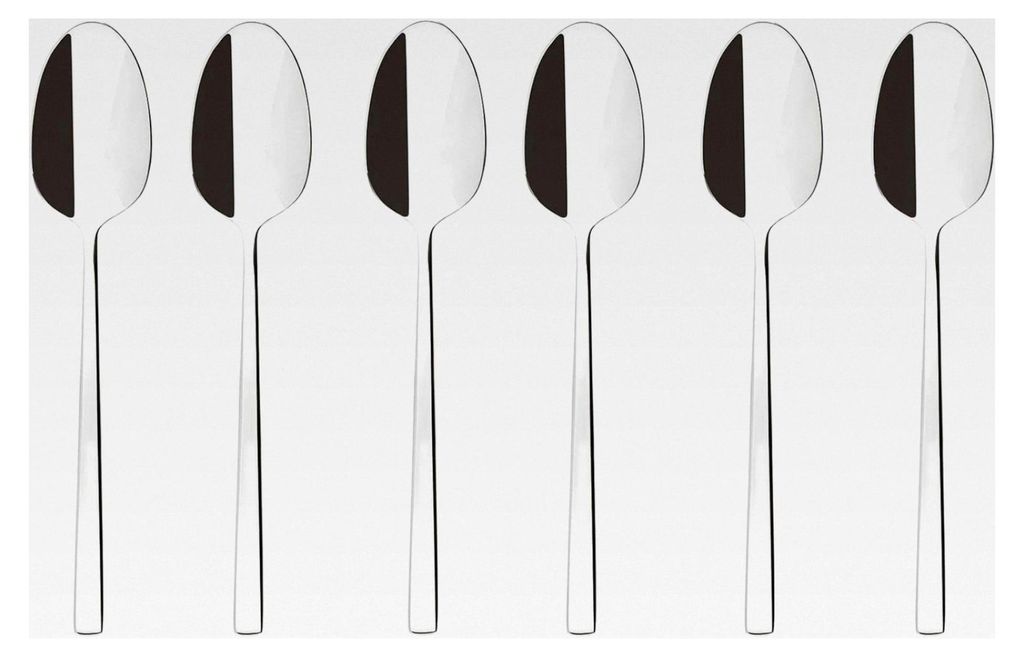 Set Löffel, Moka-Löffel - Kaffee, für 6 Personen, Spülmaschinenfest, aus Edelstahl 18/10, Silber / Schwarz