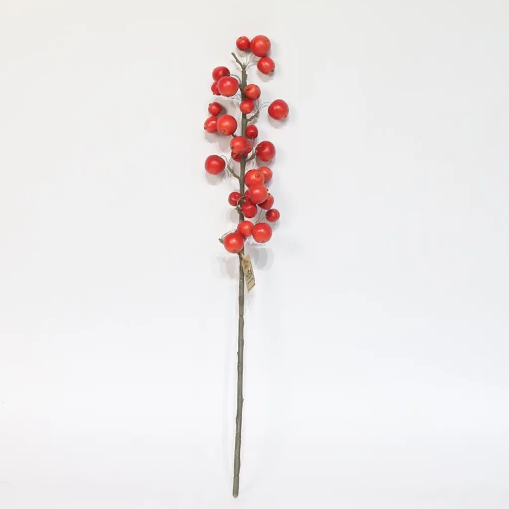Branche de pommes rouges décorative 66 cm en relief aspect naturel