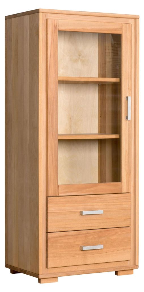 Mini Vitrine Genf 1-türig links - Kernbuche Massivholz geölt