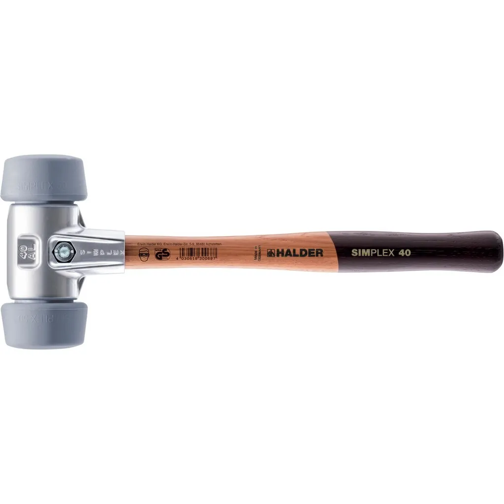Mazza SIMPLEX soft-face, 50:40, TPE-mid; con alloggiamento in alluminio e impugnatura in legno di alta qualità | D=50 mm | 3103.051