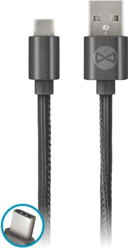 Cavo Dati Forever USB-C Elegante in Pelle Nera per Smartphone Android