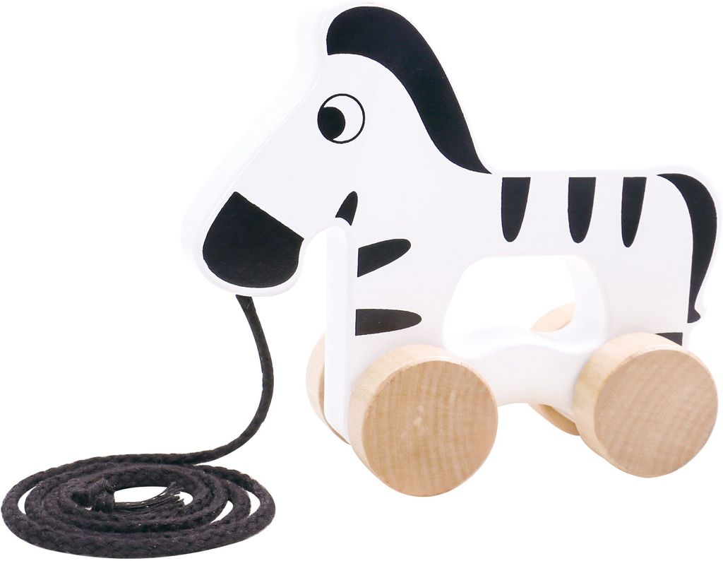 Tooky Toy Holz-Spielzeug Niedliches Zebra zum Hinterherziehen ab 3 Jahren ca.