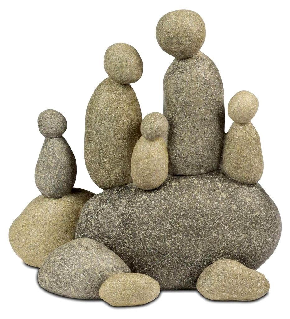 2er Set Steinmännchen Deko Figuren Moderne Polyresin Skulpturen je 16 cm - ruhige Zen Wohnraumdeko für Wohnzimmer, Regal & Garten, als Geschenkid...