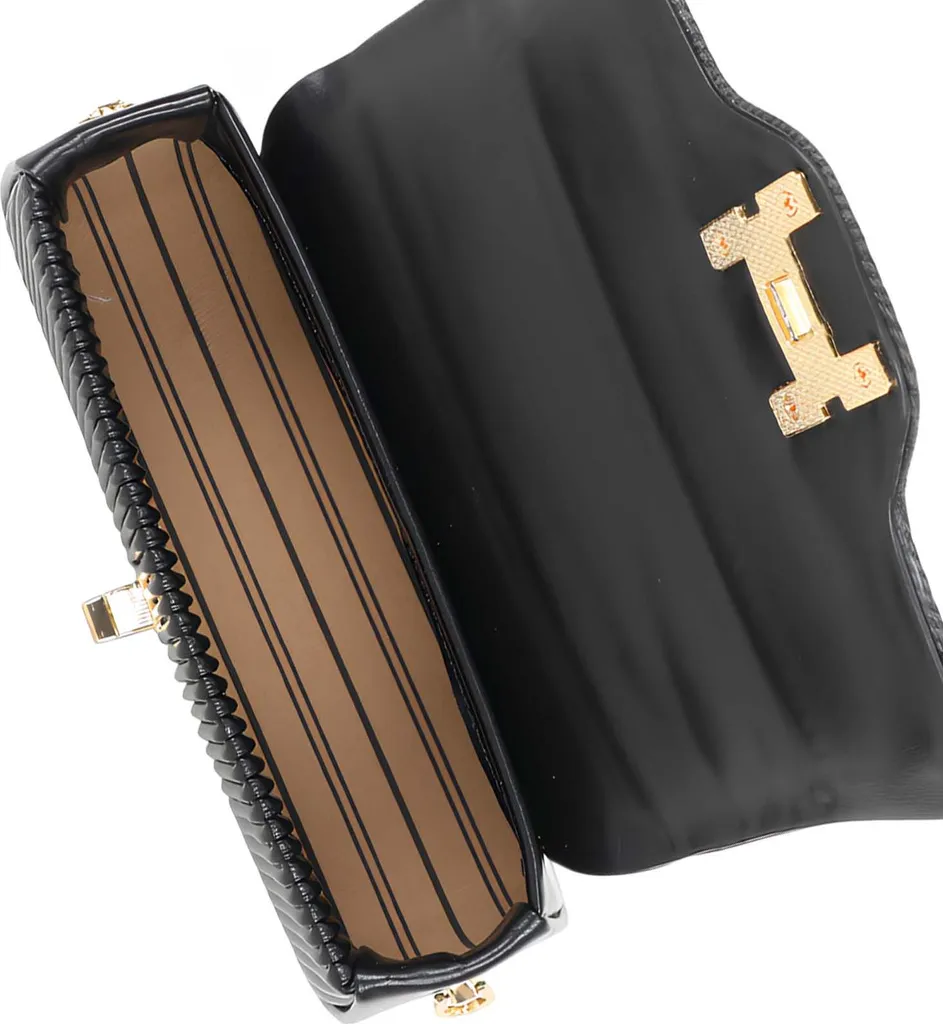 Offerta Borsa Gallantry Velluto Nero: Grande Capacità a Tracolla - 5