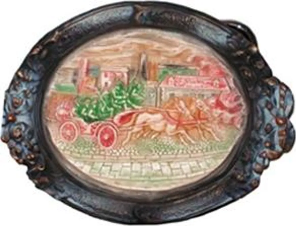 Tableau relief mural de 49 cm scène de Rome antique peinture soie