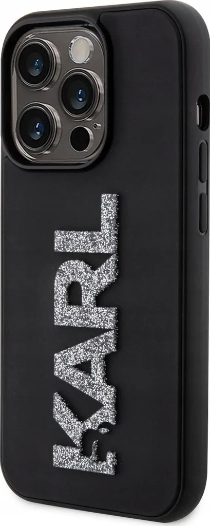 Karl Lagerfeld iPhone 15 Pro Max Cover - Custodia Rigida Logo 3D Glitter
