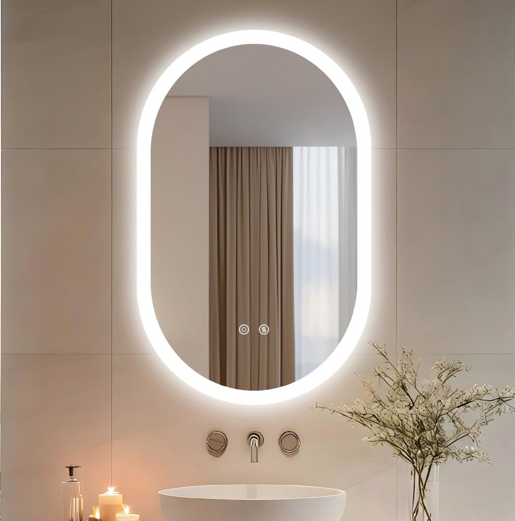 WISFOR, lustro do łazienki LED, owalne, 50x80 cm, lustro Zdjęcie produktu 
