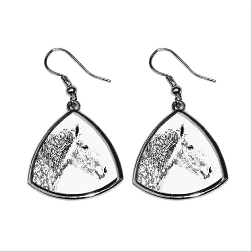 Percheron - Pferdeohrringe, hängende Ohrringe mit einem Bild, personalisierter Schmuck mit dem Aufdruck der Marke Art-Dog