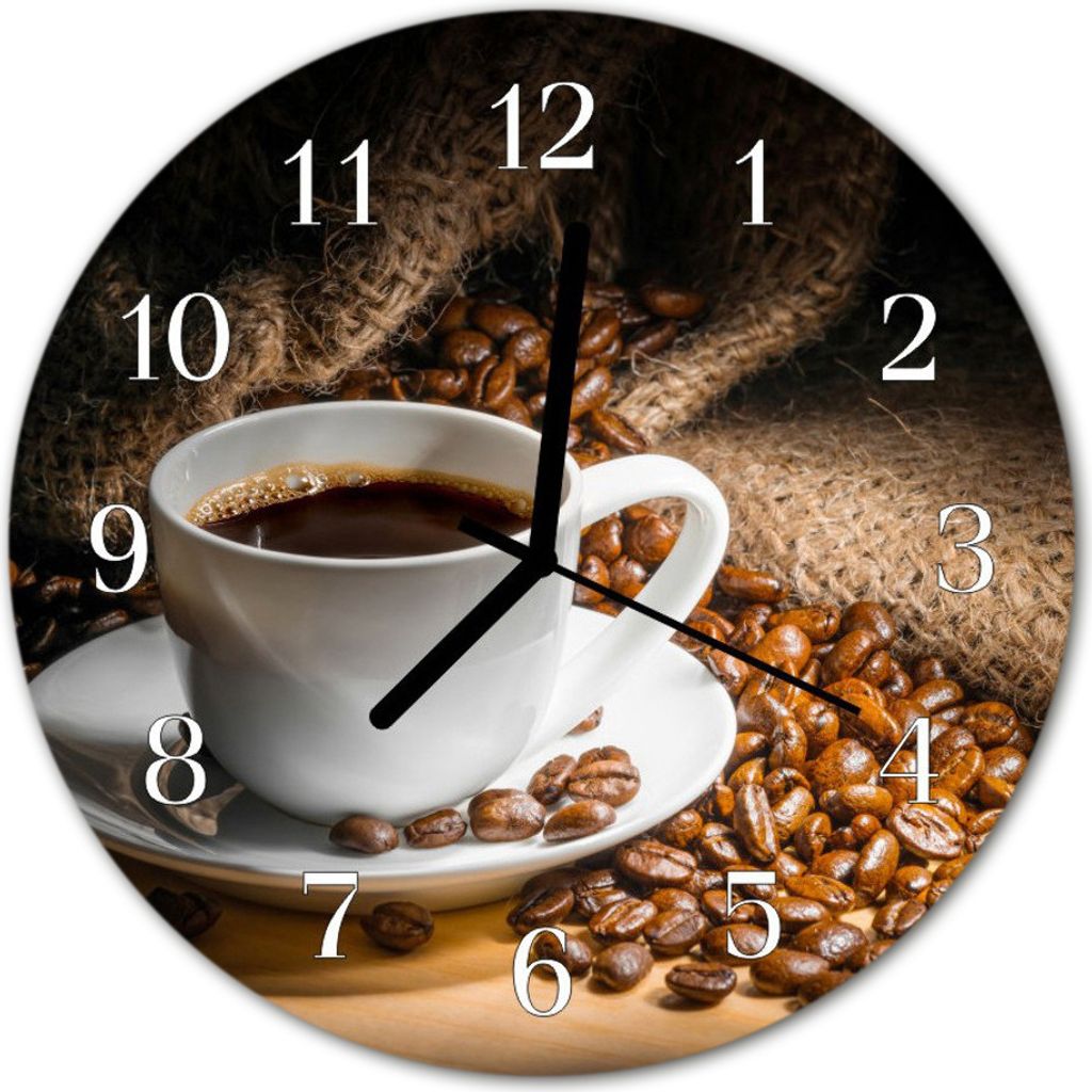 Glasuhr Wanduhr Küchenuhr Echt-Glas 30fi cm Kaffee braun