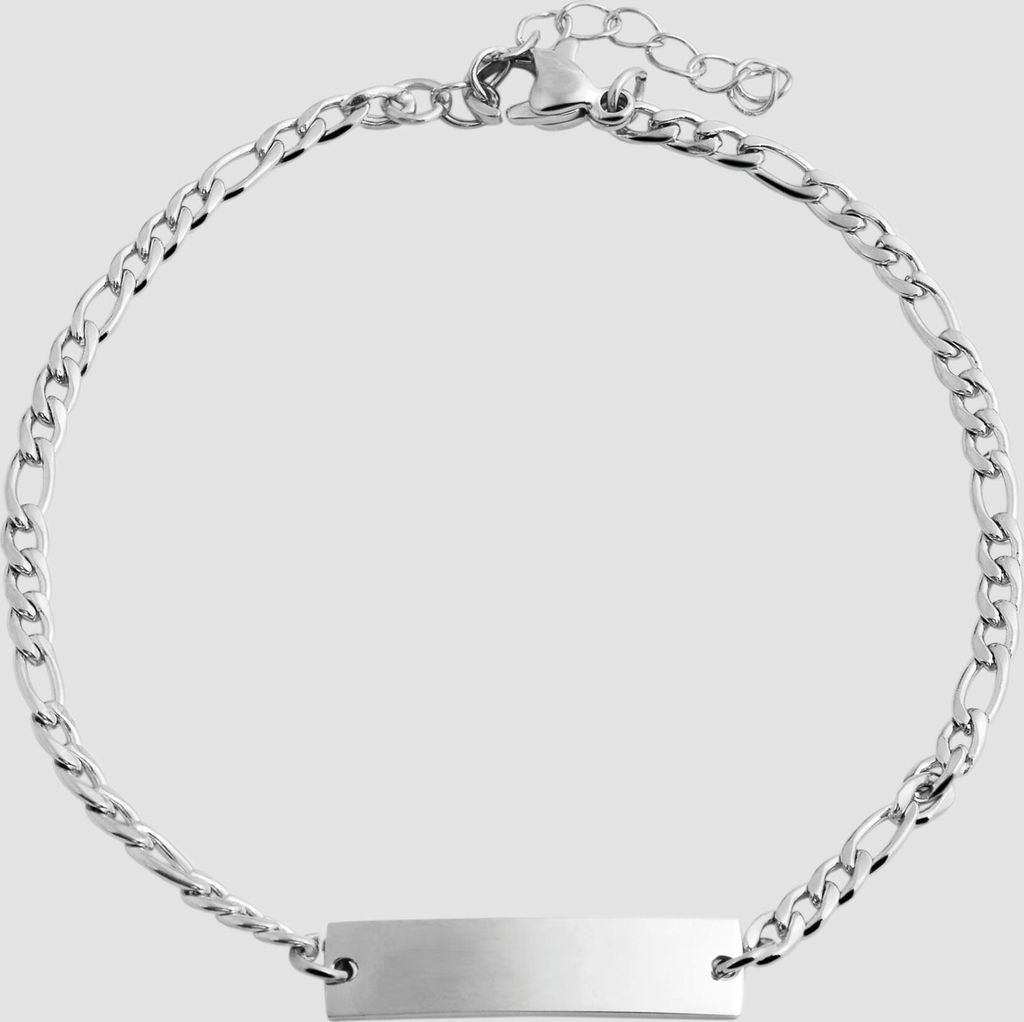 Akzent Panzerketten-Armband aus Edelstahl, Gravurplatte, 18+3cm