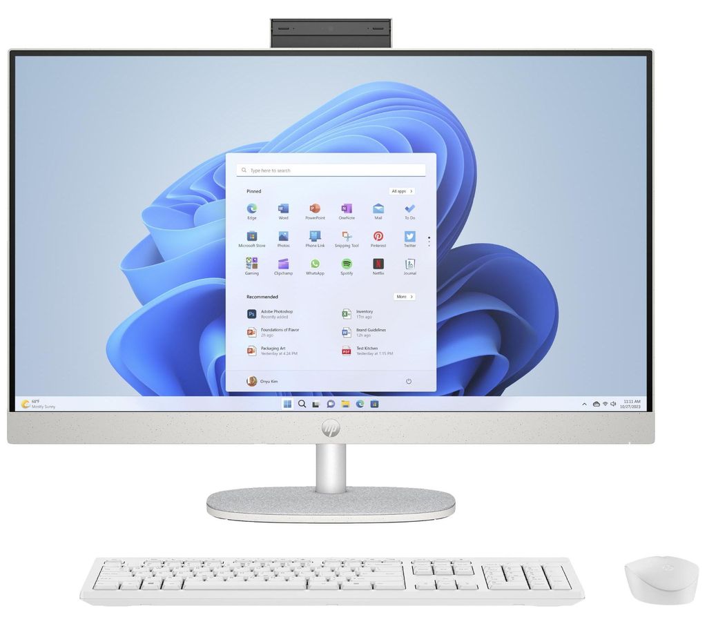 HP 27-cr0006ng AMD Ryzen 7 7730U 68,6 cm (27") 1920 x 1080 Pixel All-in-One-PC 16 GB DDR4-SDRAM 1 TB SSD Windows 11 Home Wi-Fi 6 (802.11ax) Weiß