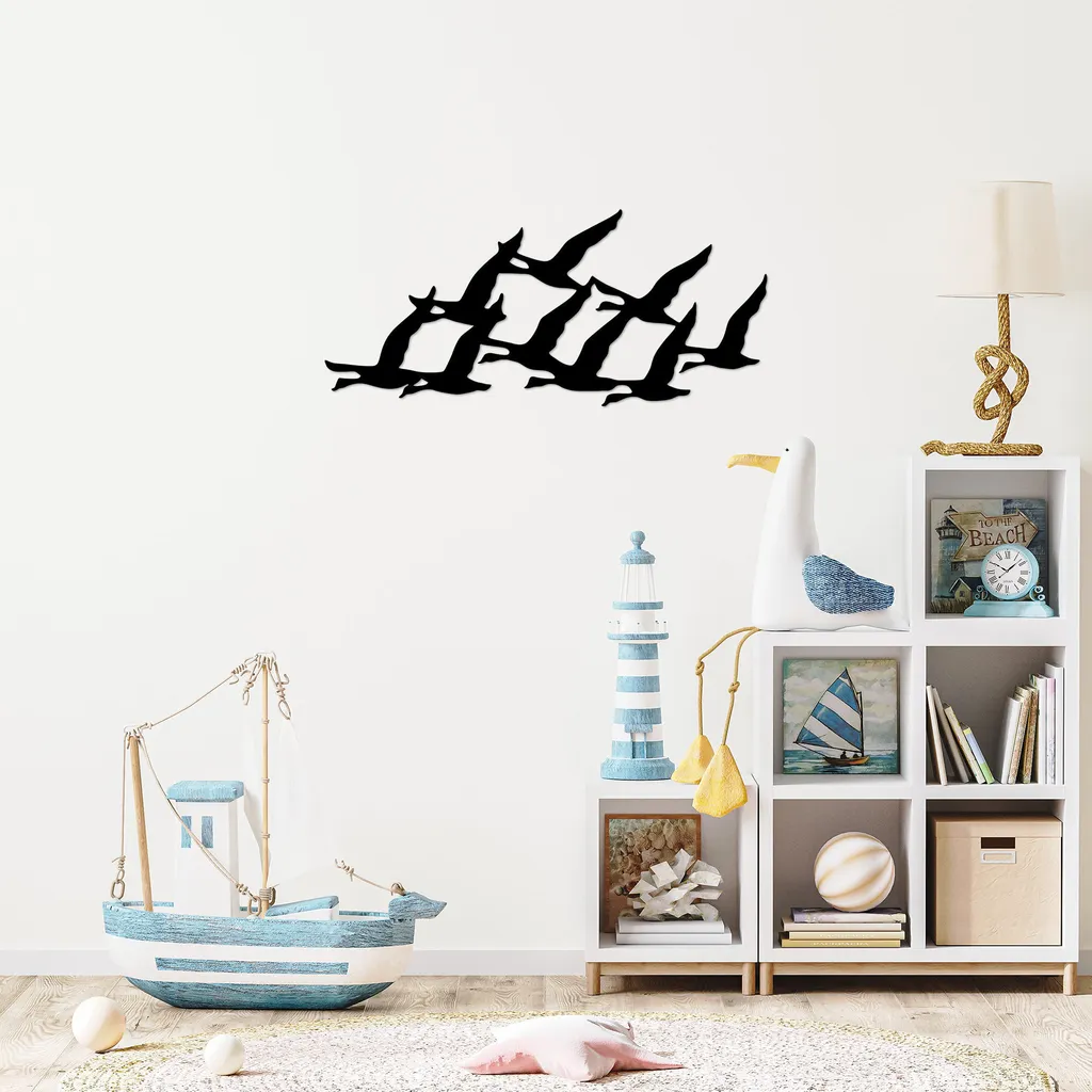 Wallity Migrant SKL2428 Nero - Decorazione Parete Metallo 70x29 cm - 1