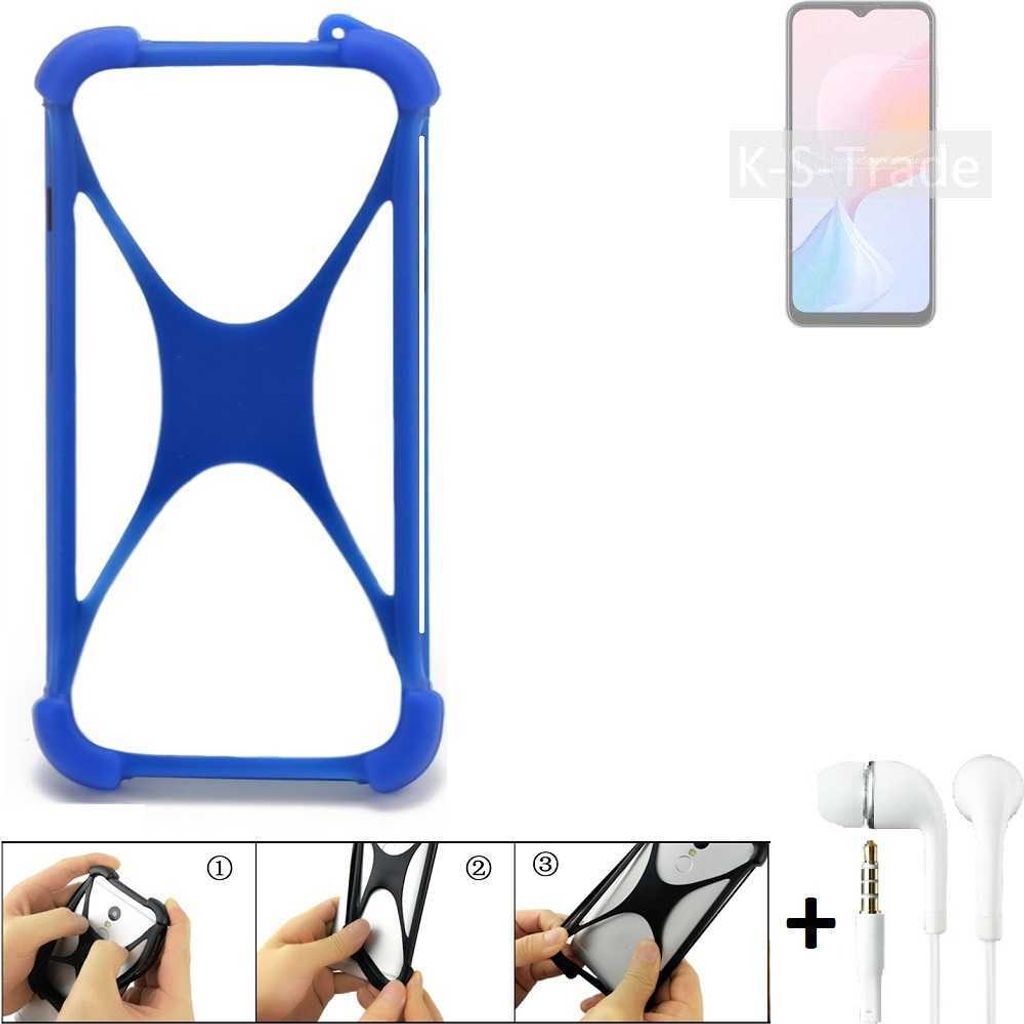 Bumper kompatibel mit Blackview A85 Schutzhülle Handyhülle Silikon Schutz Hülle Cover Case Silikoncase Silikonbumper TPU Softcase Smartphone, Blau