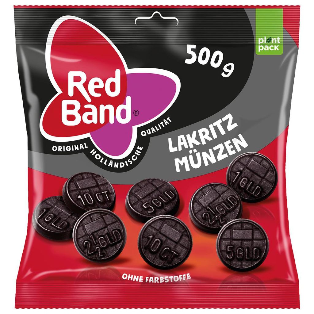 A bag of Red Band Lakritz Münzen candy.