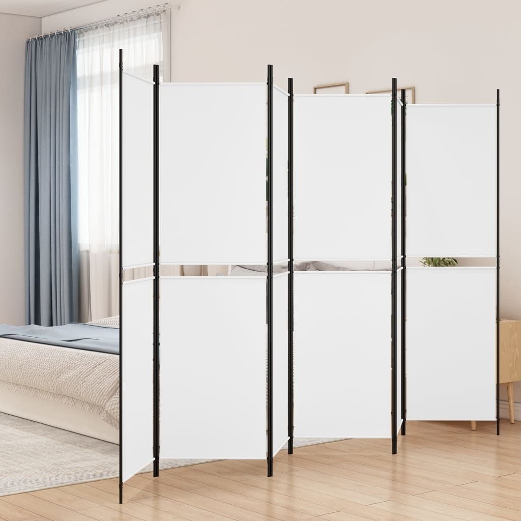 Praktischen 6-tlg. Paravent Weiß 300x200 cm Stoff - Paravents ,design Möbel 1726602 1parcel