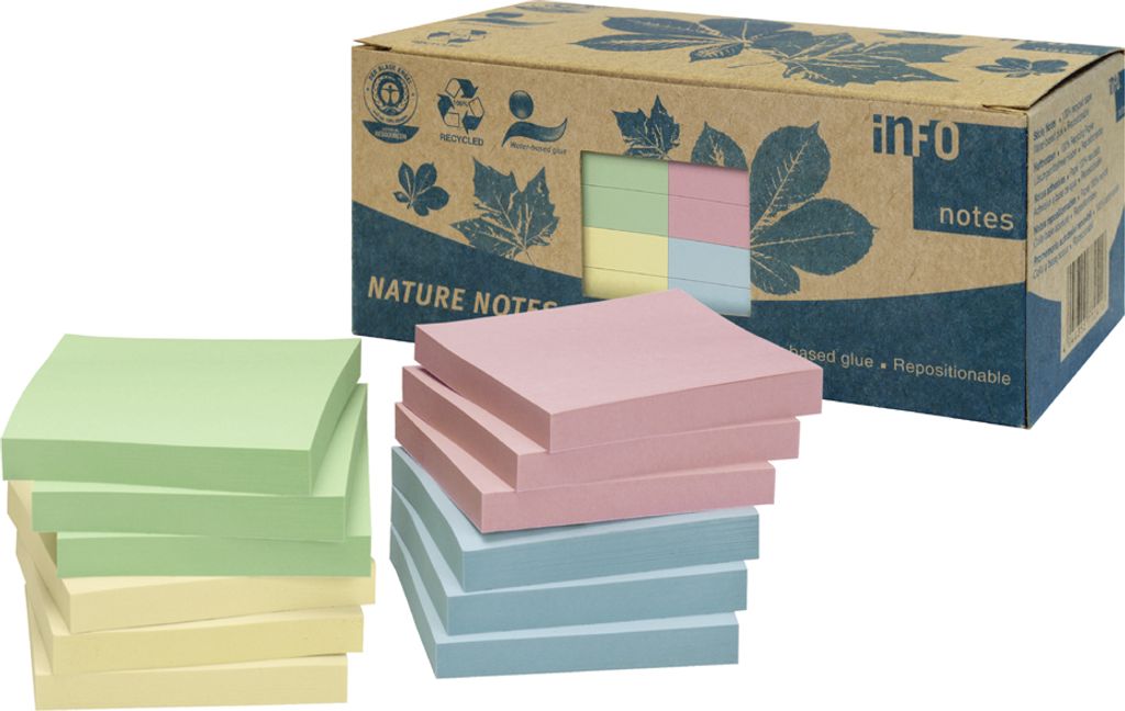 Notes autocollantes Global Notes, recyclées, 75 x 75 mm, Image du produit 