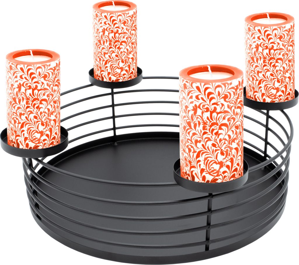Romadedi Adventskranz Metall Schale 30cm - Moderner Adventsleuchter Für 4 Stumpenkerzen
