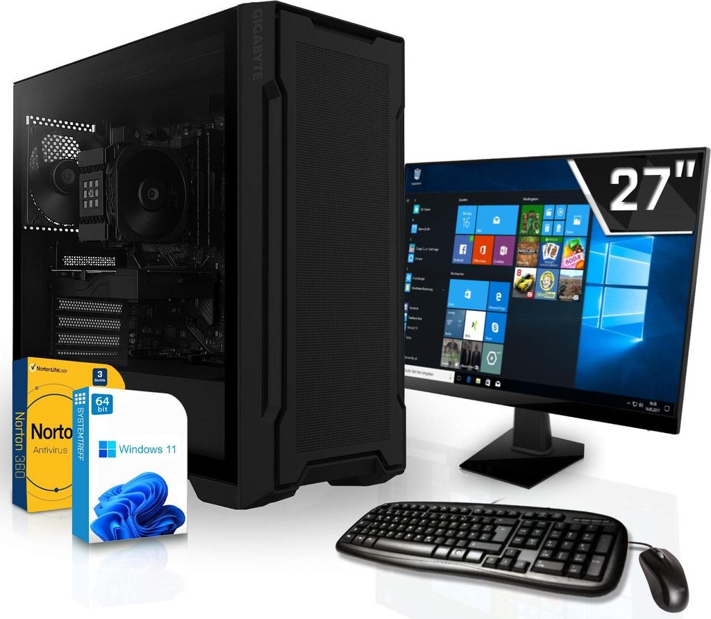 SYSTEMTREFF Mini PC - Core Ultra 5 225 - Intel Graphics - 16GB DDR5 - 512GB NVMe - 27 Zoll TFT - Windows 11 Pro - Desktop