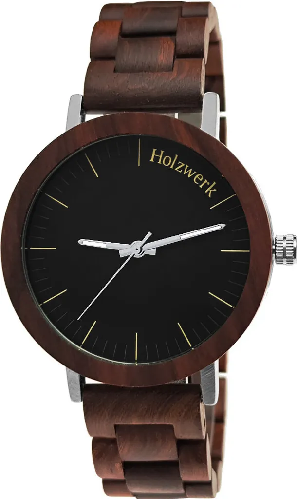 Montre en bois naturel HAMBÜHREN artisanale coloris marron noir argent