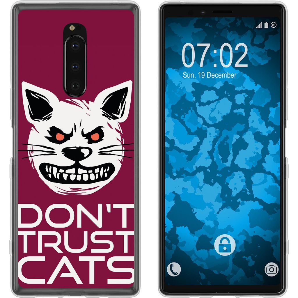 PhoneNatic Case kompatibel mit Sony Xperia 1 Silikon-Hülle Crazy Animals Katze M1