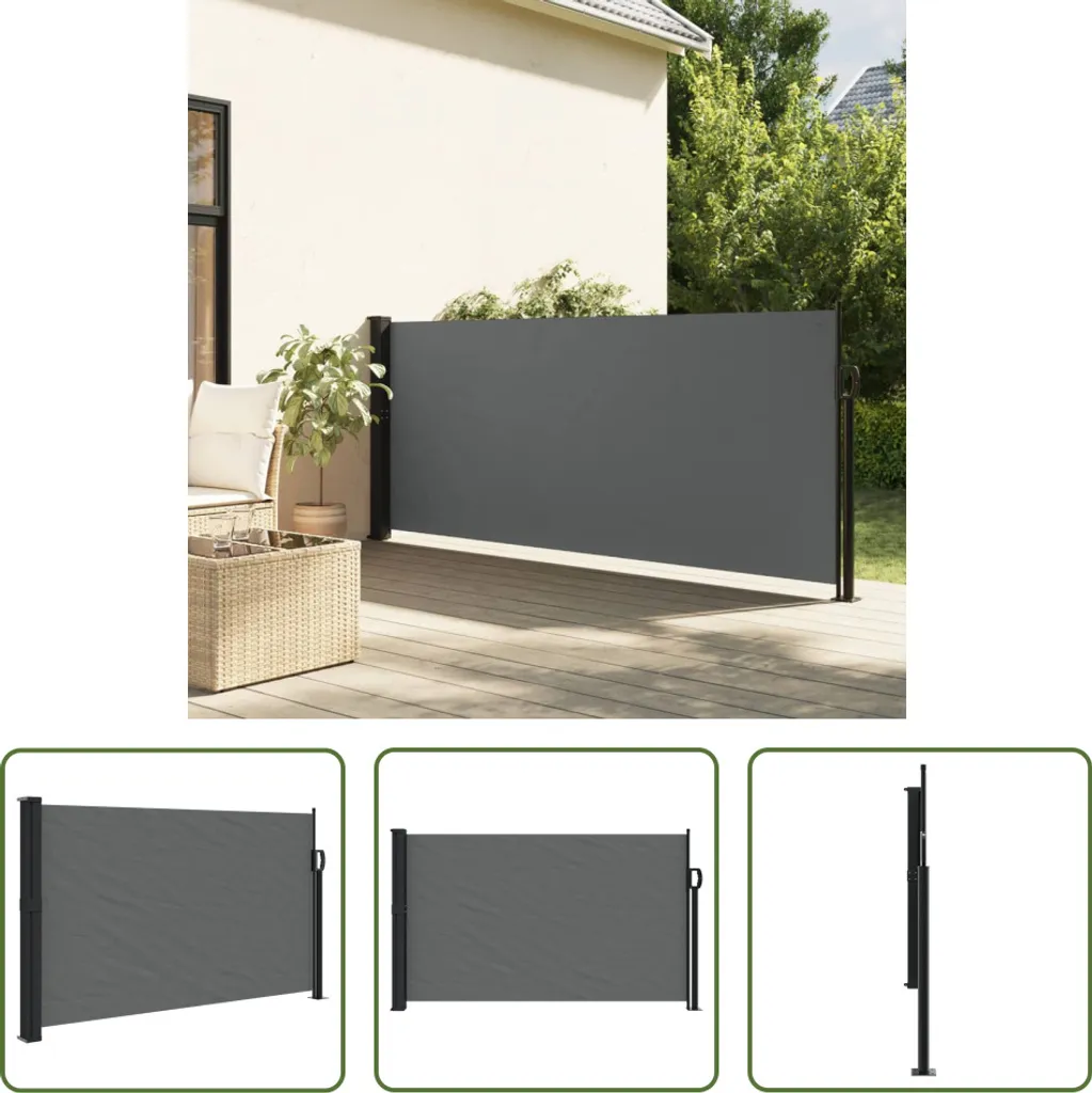 Frangivento Estensibile Antracite 120x600 cm | Tenda da Sole Laterale