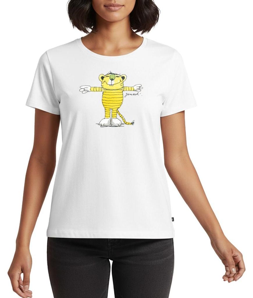 Spreadshirt Janosch Tiger Pose Frauen Premium T-Shirt, M, Weiß