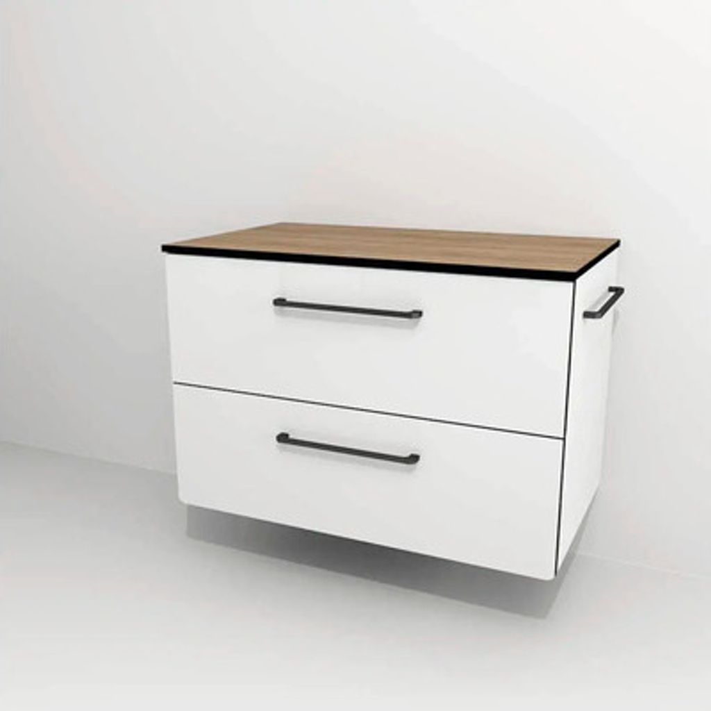 Waschtischunterschrank mit 2 Schubladen Devo Sonus 2.0 BxHxT 77x52x45 cm arctic white hochglanz/natural bardolino oak