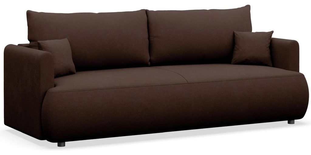Selsey Ovo Mini – 3-Sitzer Schlafsofa mit Bettkasten, Braun, Chenille Easy Clean