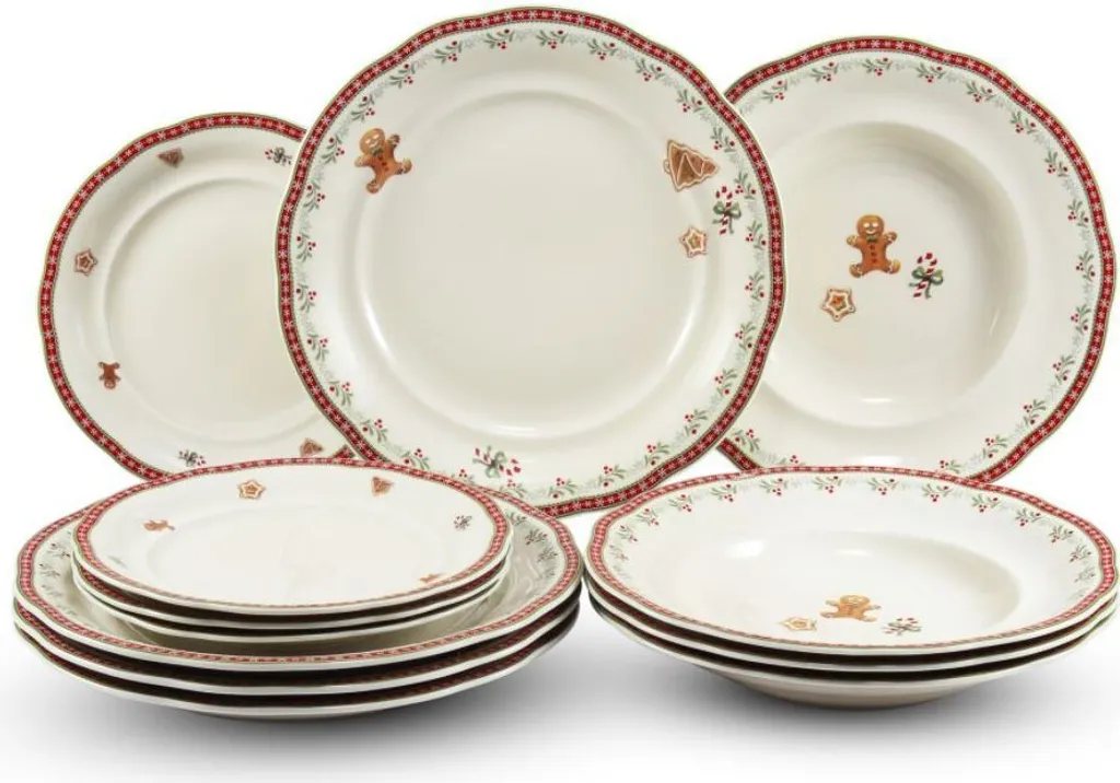 Assiettes de Noël Leander en porcelaine pour décoration table de fête 12d