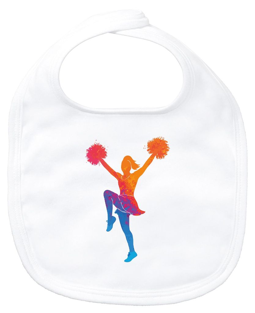 Huuraa Baby Lätzchen Cheerleading bunte Silhouette White Klettverschluss Baumwolle Latz Geschenkidee