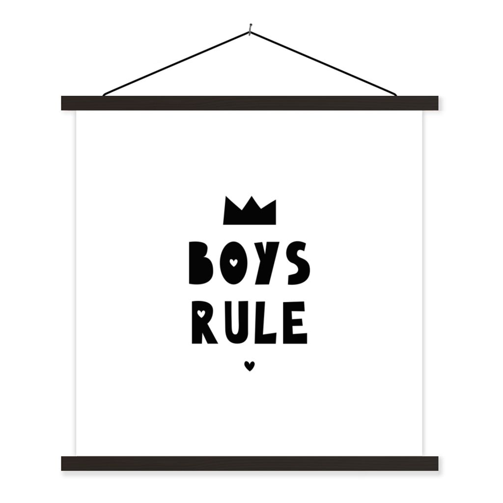 MuchoWow Textilposter Jungen regieren - Zitate - Sprichwörter - Kinder - Jungen 120x120 cm mit schwarzem Rahmen - Aufhängungsset