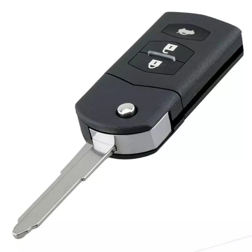 Vollständige Autoschlüsselhülle im Taschenmesser-Design von Techstar, mit 3 Tasten, 433MHz, SKE126-01, ID63 80-Bit-Chip – Kompatibel mit Mazda...