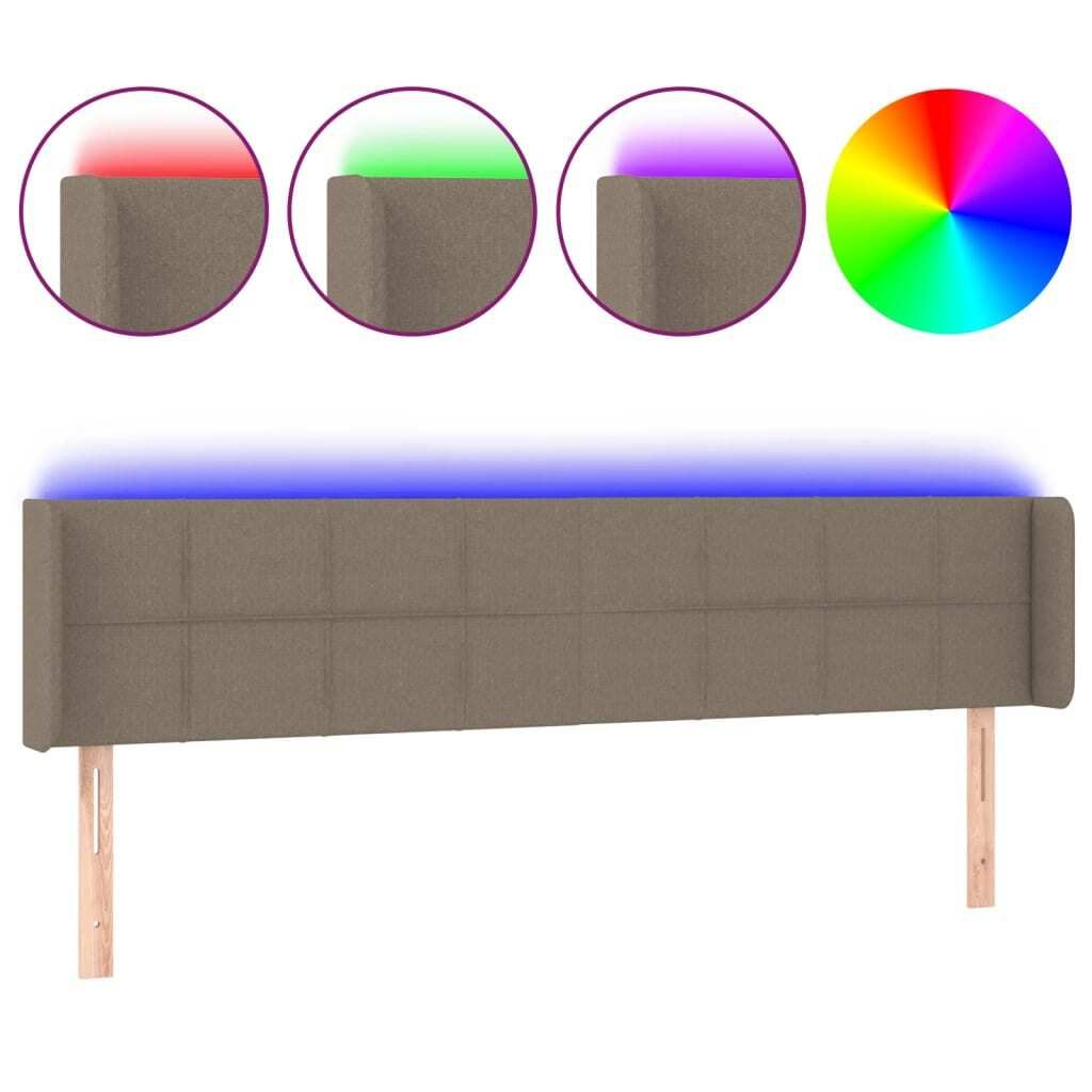 LED Kopfteil Taupe 183x16x78/88 cm Stoff