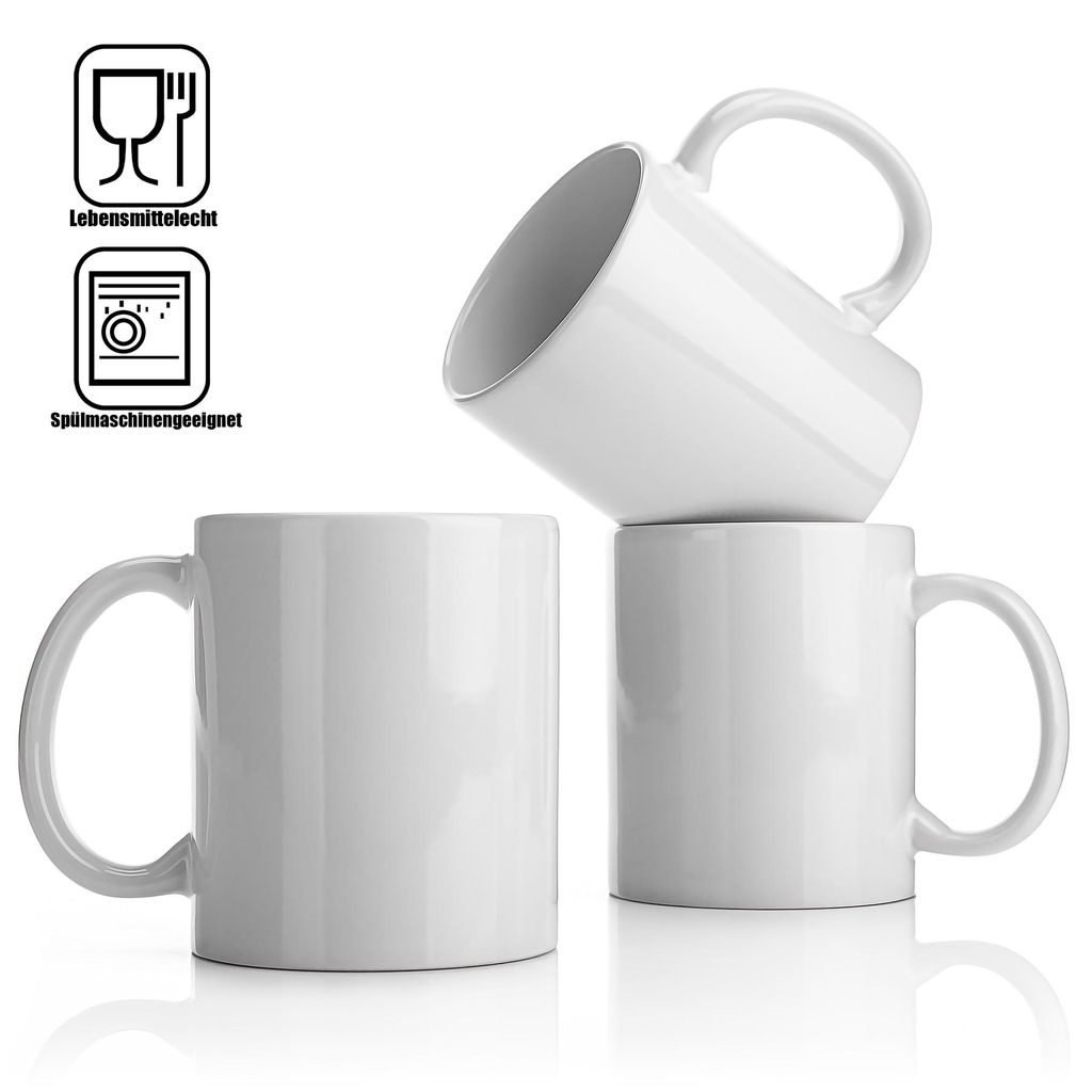 BigDean 12 Stück große Kaffeebecher weiß 300ml