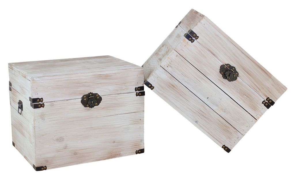 1x HOLZBOX mit DECKEL / NEU / 45x35x35 cm / Truhe mit Metallbeschlägen für kleine Schätze, Geschenk