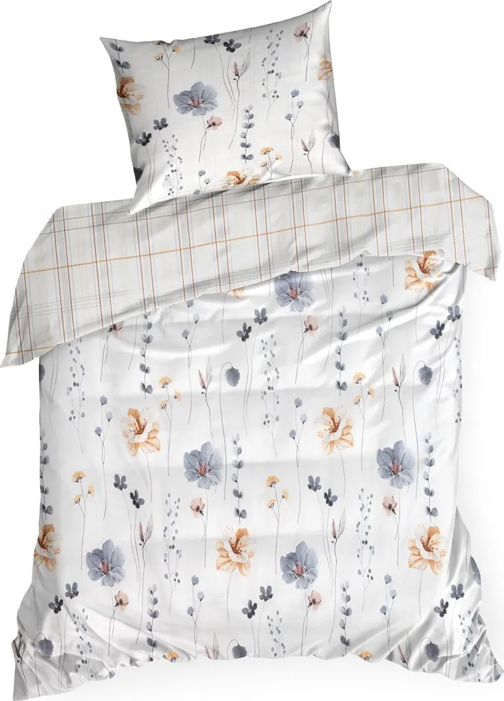 Literie Microfibre Lea 10 Design Floral Blanc et Gris 140x200 Eurofirany