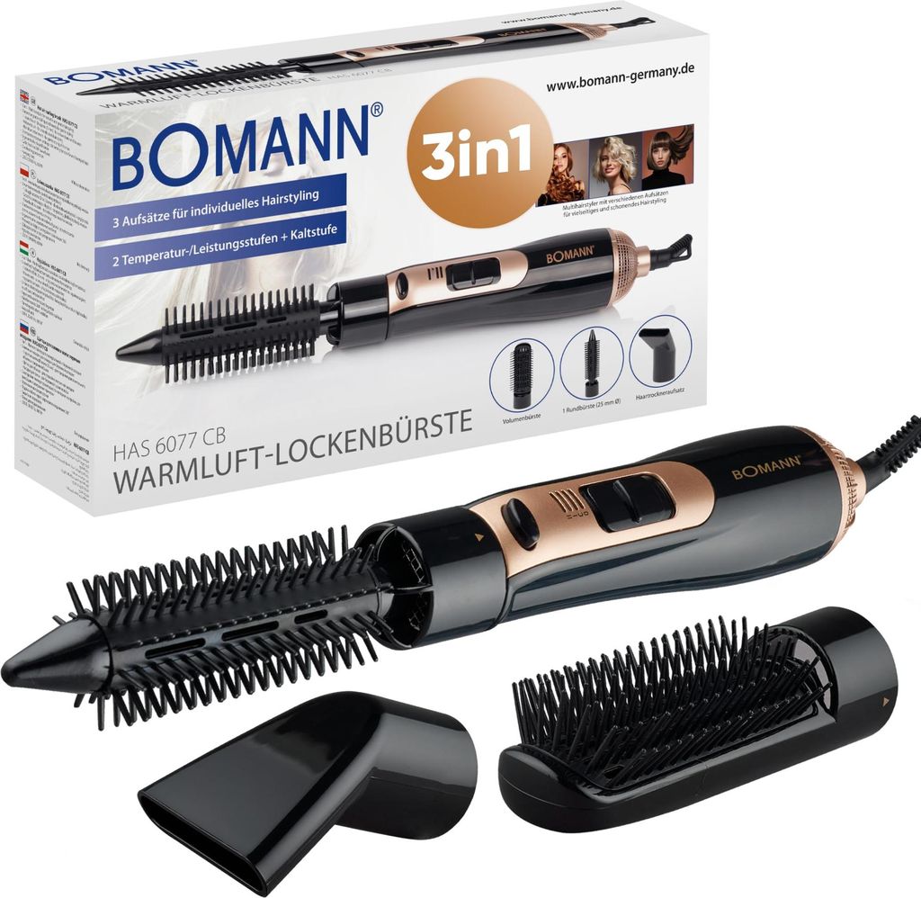 Bomann HAS 6077 CB, Curlingová kefa, Teplé, Čierna, Medená, Obrázok produktu 