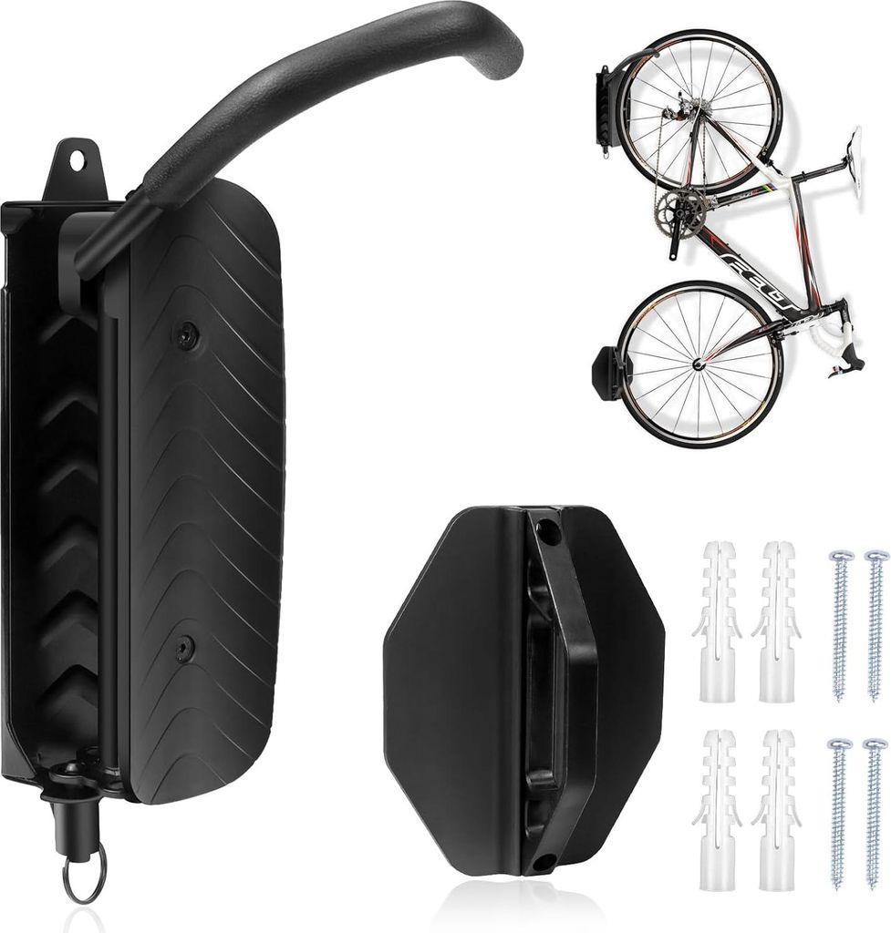 Fahrrad Wandhalterung - Verstellbarer und Zusammenklappbarer Fahrradhaken für vertikale Lagerung in Garage oder Wohnraum
