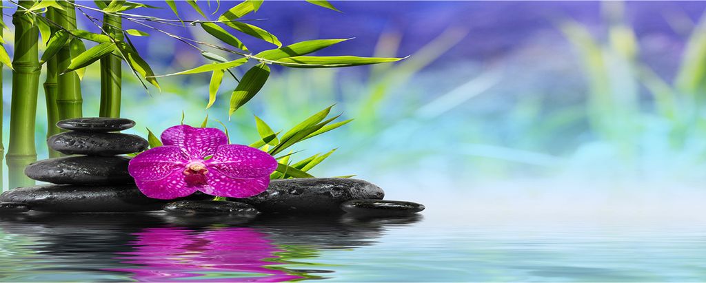 Tulup Leinwandbild - 125x50 cm - Wandkunst - Drucke auf Leinwand - Leinwanddruck - Blumen & Pflanzen - Mehrfarbig - Orchidee Bambus