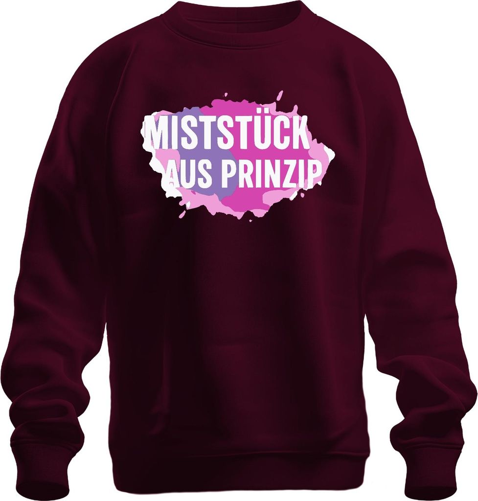 Miststück aus Prinzip Spruch Sarkastisch Pink Lila Geschenk Cool Uni Sweatshirt Pullover, Burgundy, S