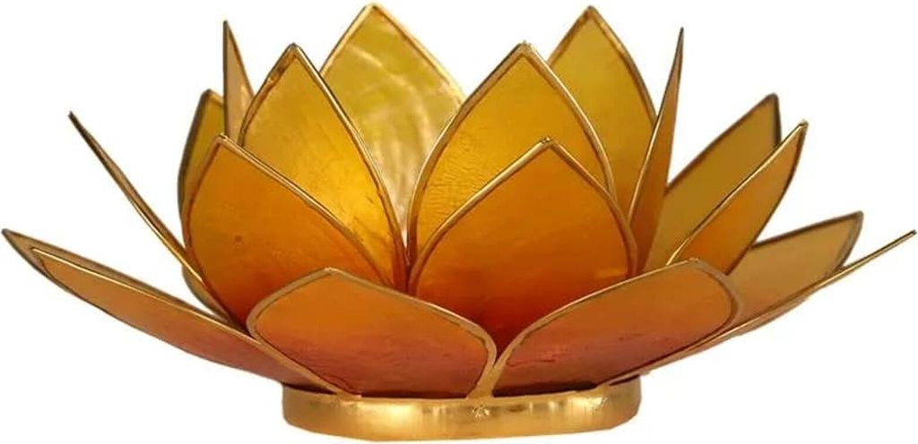 Lotus Teelichthalter orange goldfarbig -- 13.5 cm