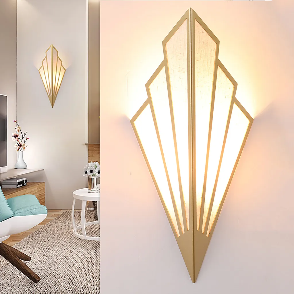 Lampada da parete moderna a led per interni oro, lampada da parete in ferro 230V Illuminazione da parete per interni, lampada da parete con paralume in lino Lampade da parete per soggiorno camera da letto corridoio