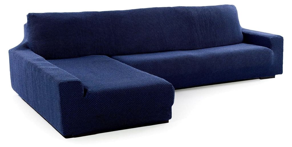 Elastischer Bezug für Chaiselongue, langes Eckteil rechts, Modell Nove, Marineblau, Jacquardgewebe
