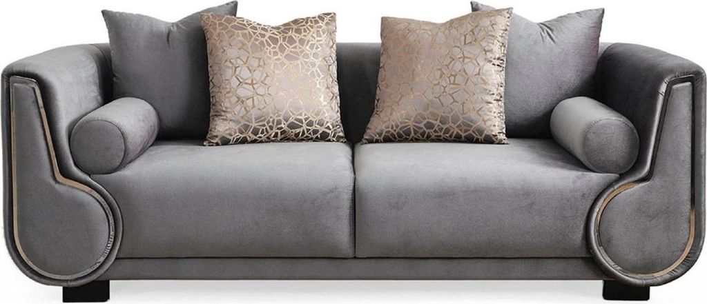 Casa Padrino Luxus 3er Sofa Grau / Silber / Schwarz - Elegantes Wohnzimmer Sofa - Luxus Wohnzimmer Möbel - Luxus Kollektion